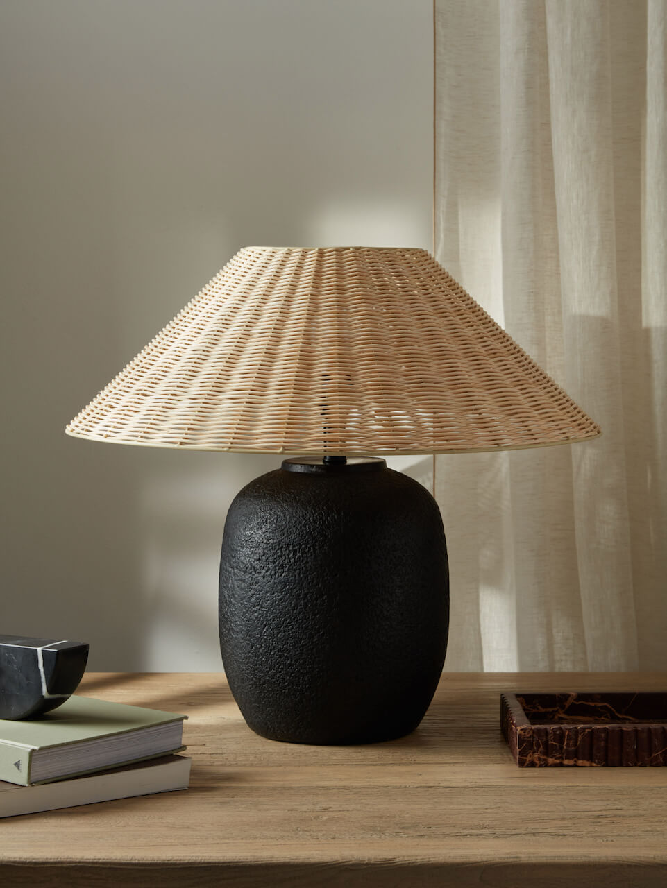 Ligero Ceramic Table Lamp with Rattan Shade