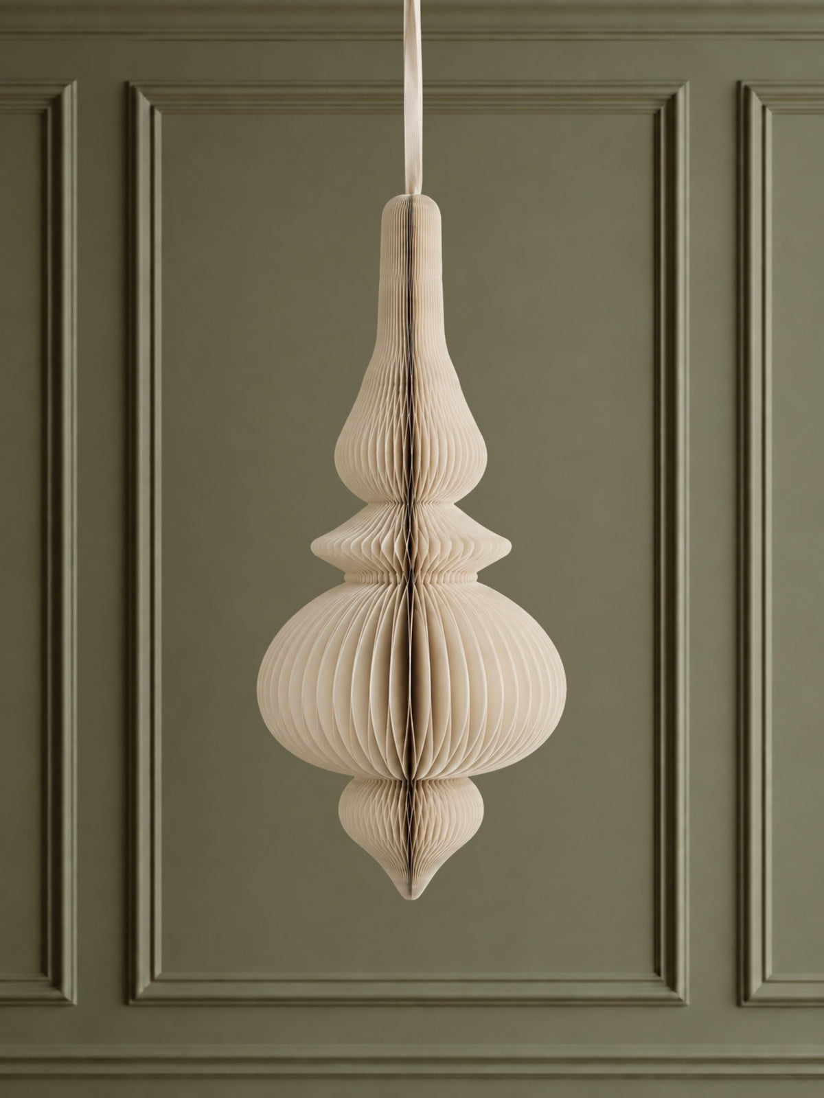 Antique White Paper Finial Drop Decoration - Large