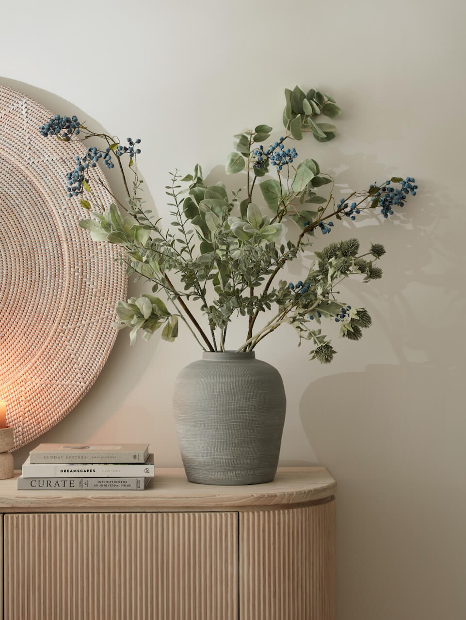 Oban Rattan Patterned Wall Hanging - White