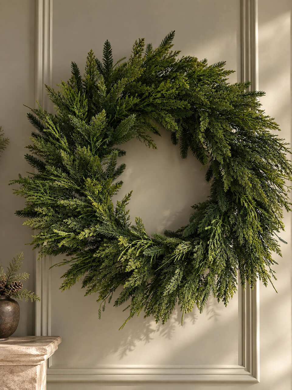 Faux Winter Mixed Fir Wreath Large - 80cm