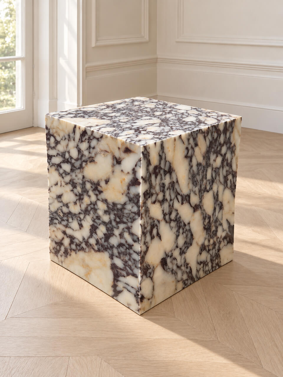 Marlborough Calacatta Viola White Marble Side Table