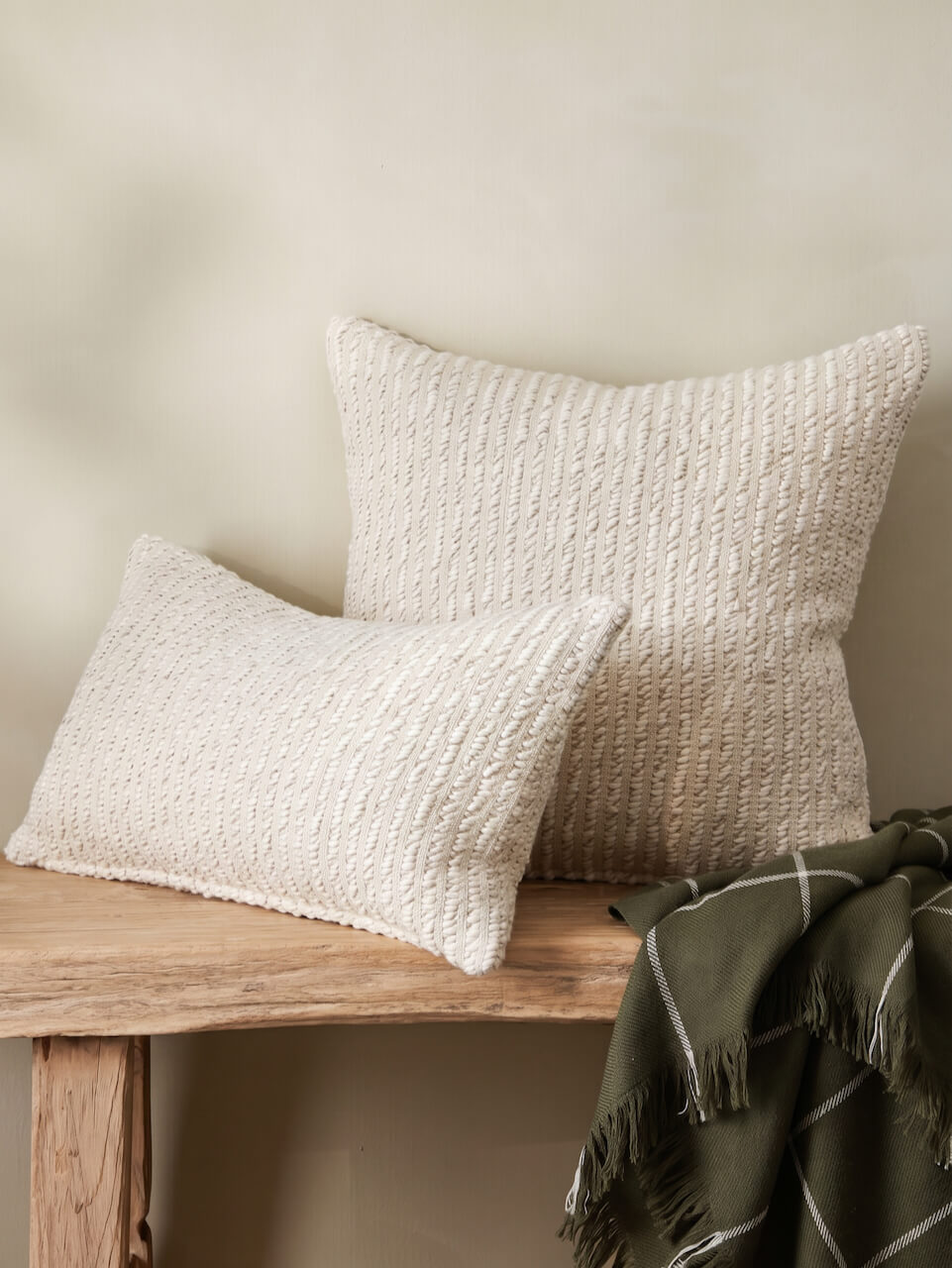 Cream Textured Cushion Cover