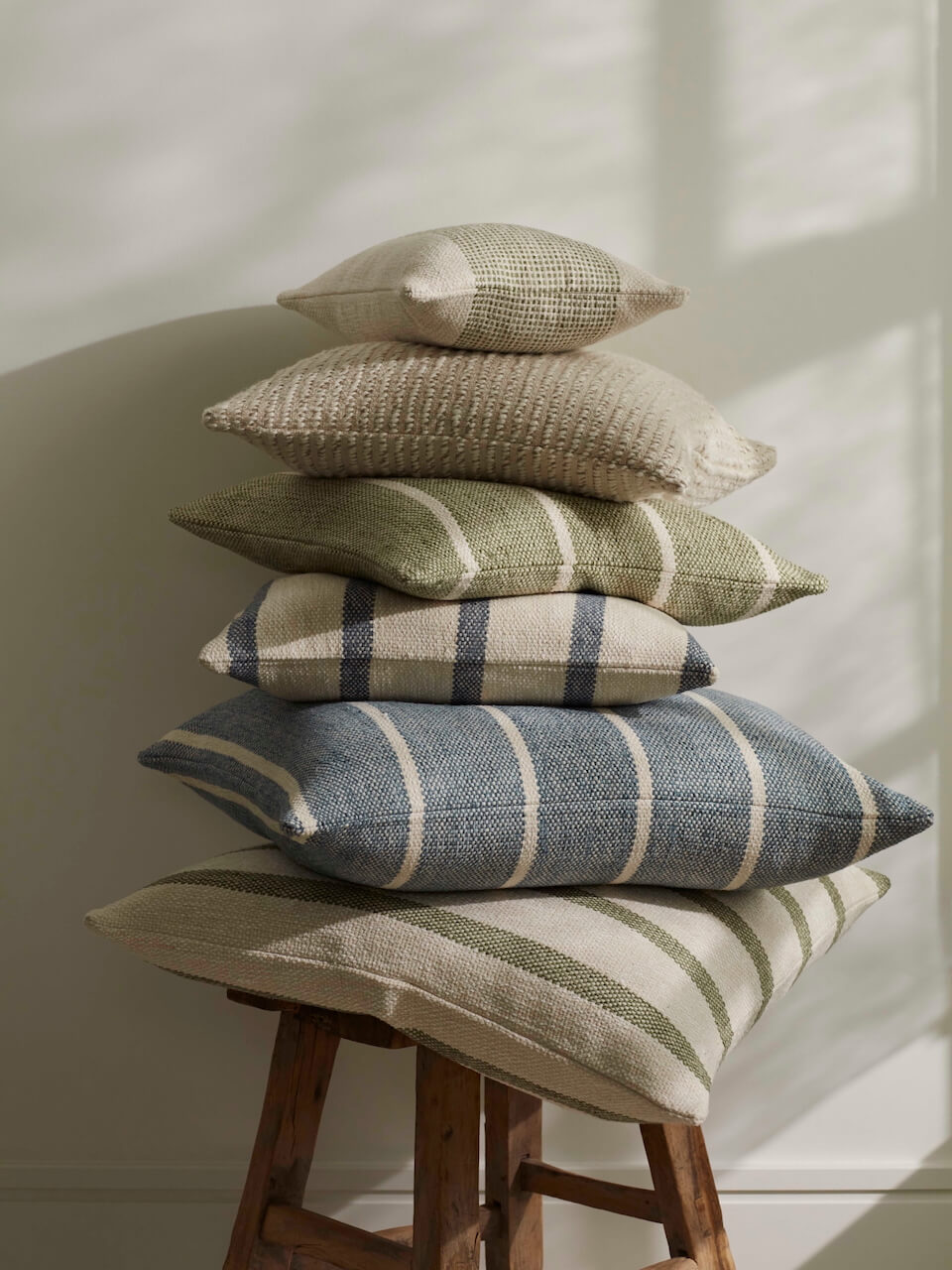Steel and Cream Stripe Cushion Cover