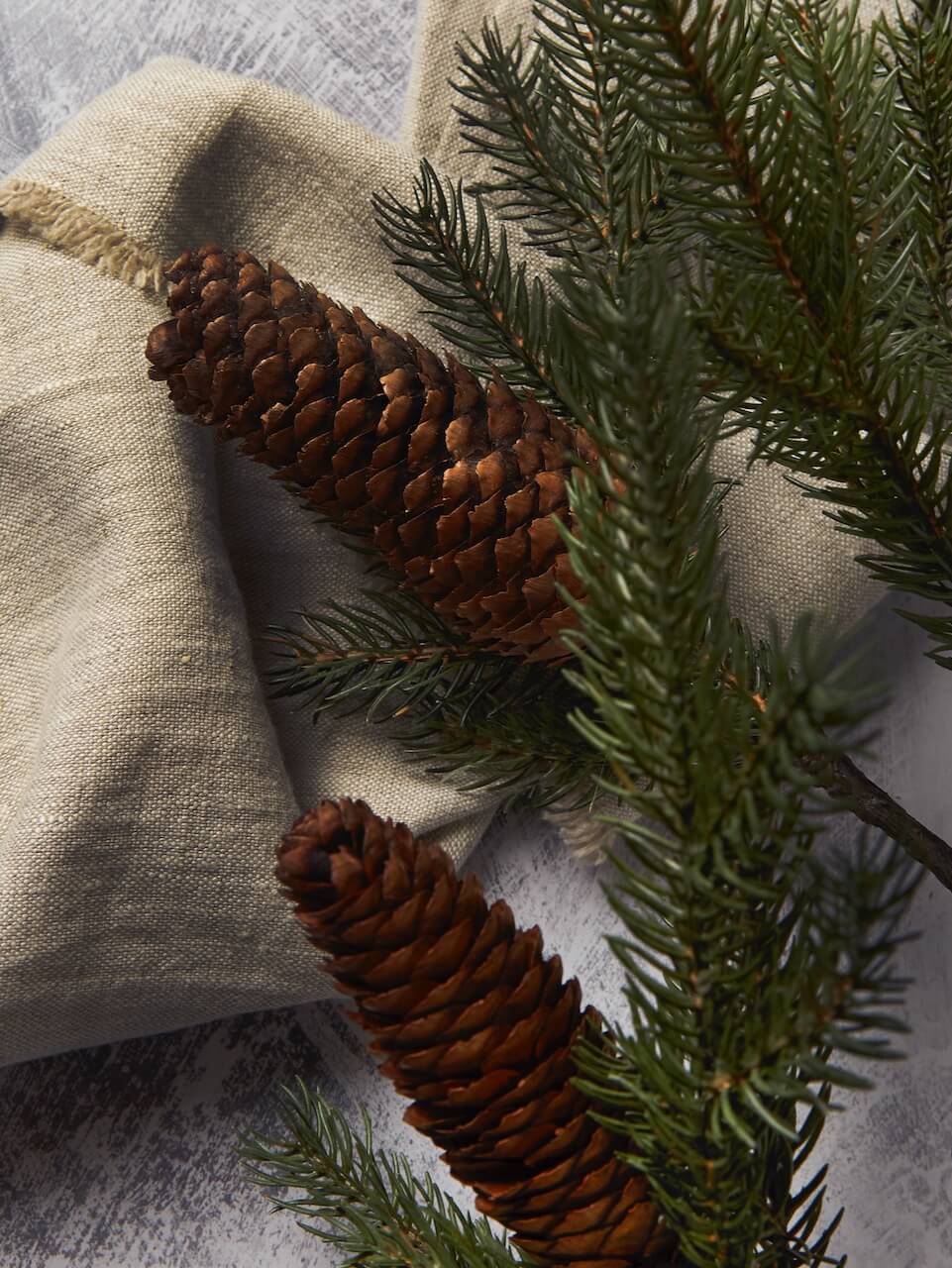 Faux Fir Branch with Cones