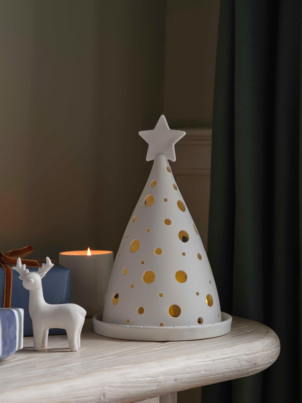 White Ceramic Candlelight Tree Ornament