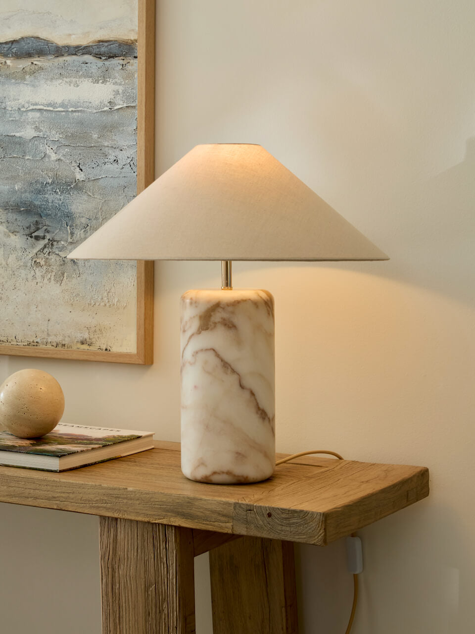 Nura Calacatta Gołd Marble Table Lamp & Shade