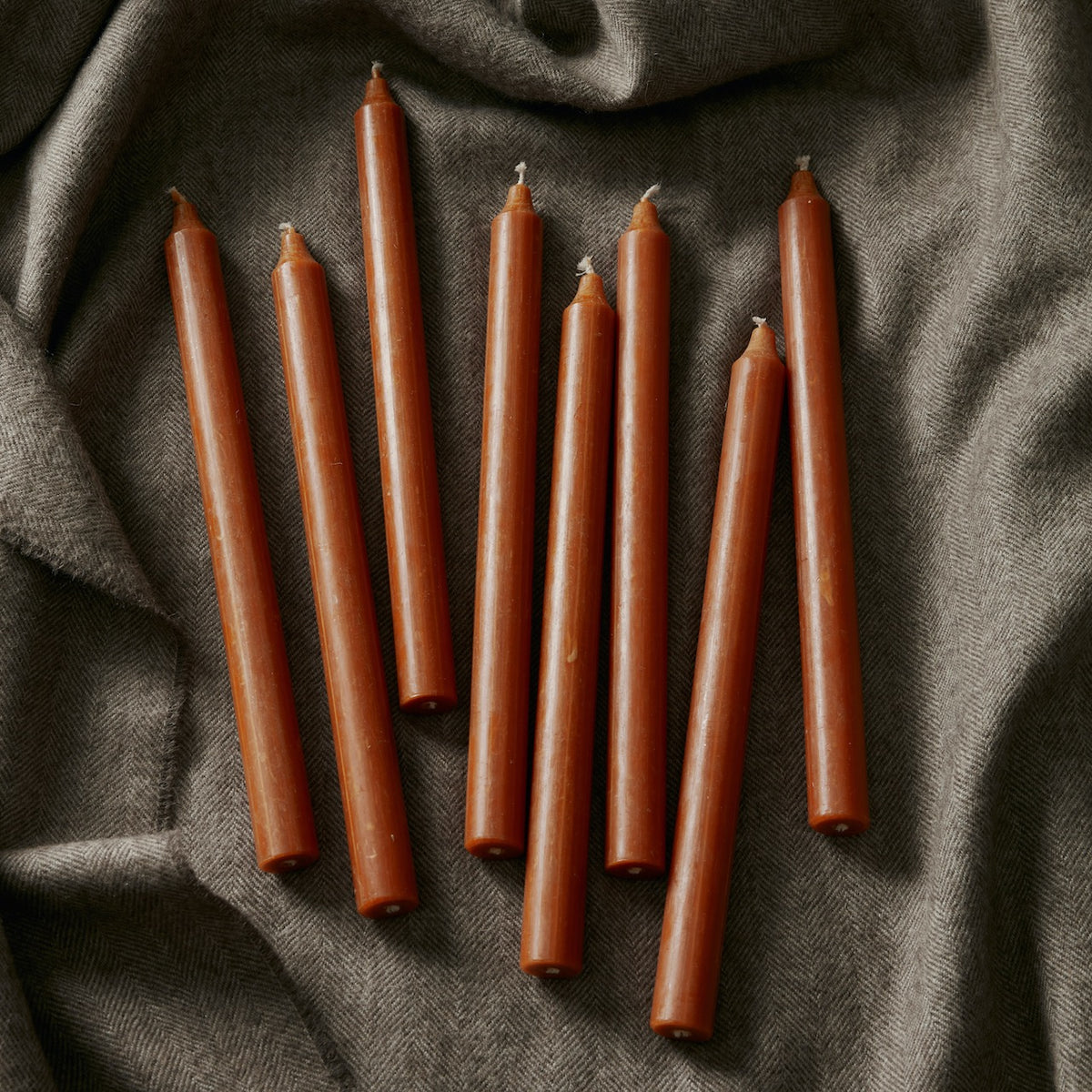 Set of 8 Toffee Dinner Candles Layered Lounge