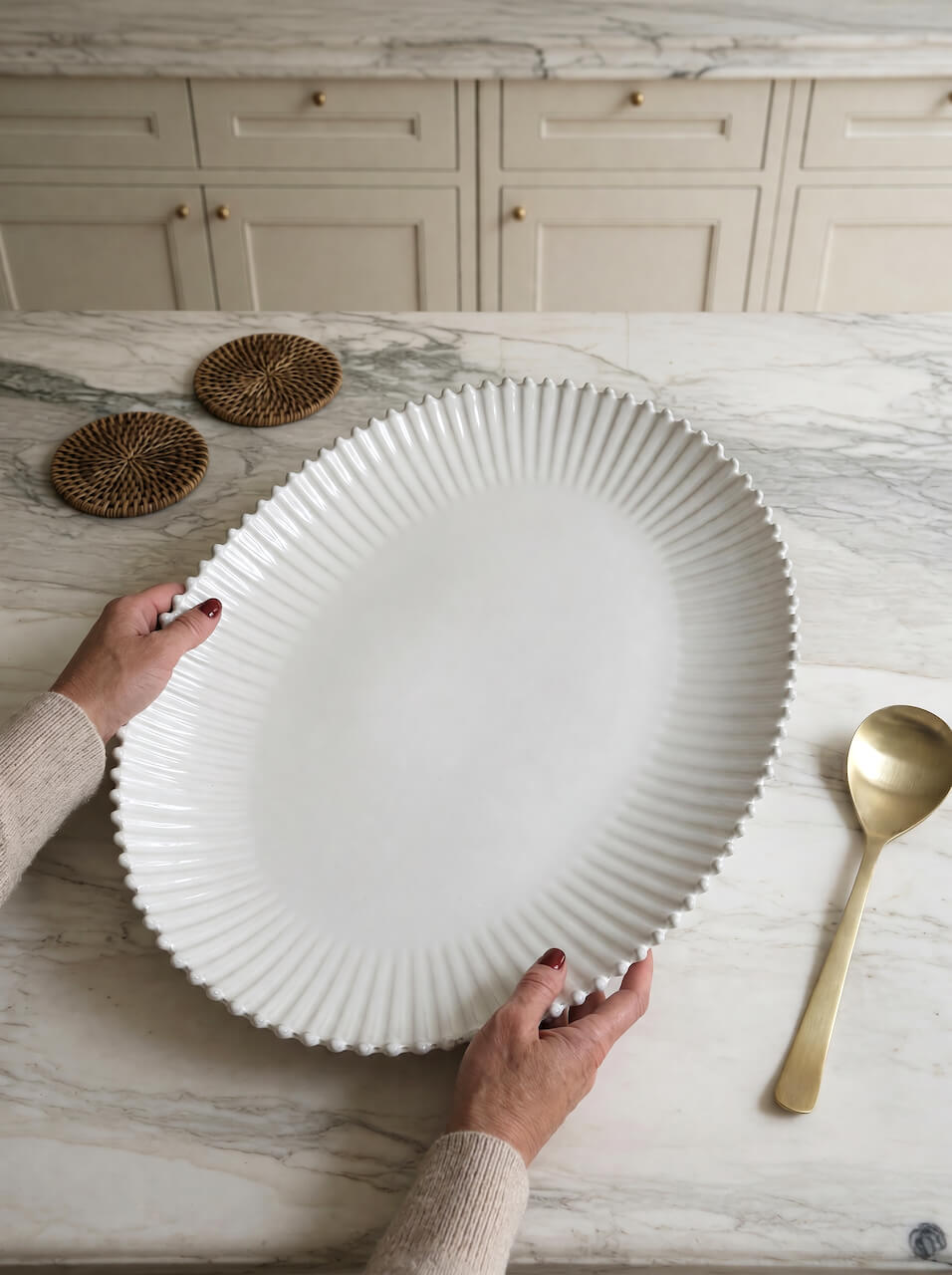 Pearl Stoneware Extra Large Oval Platter