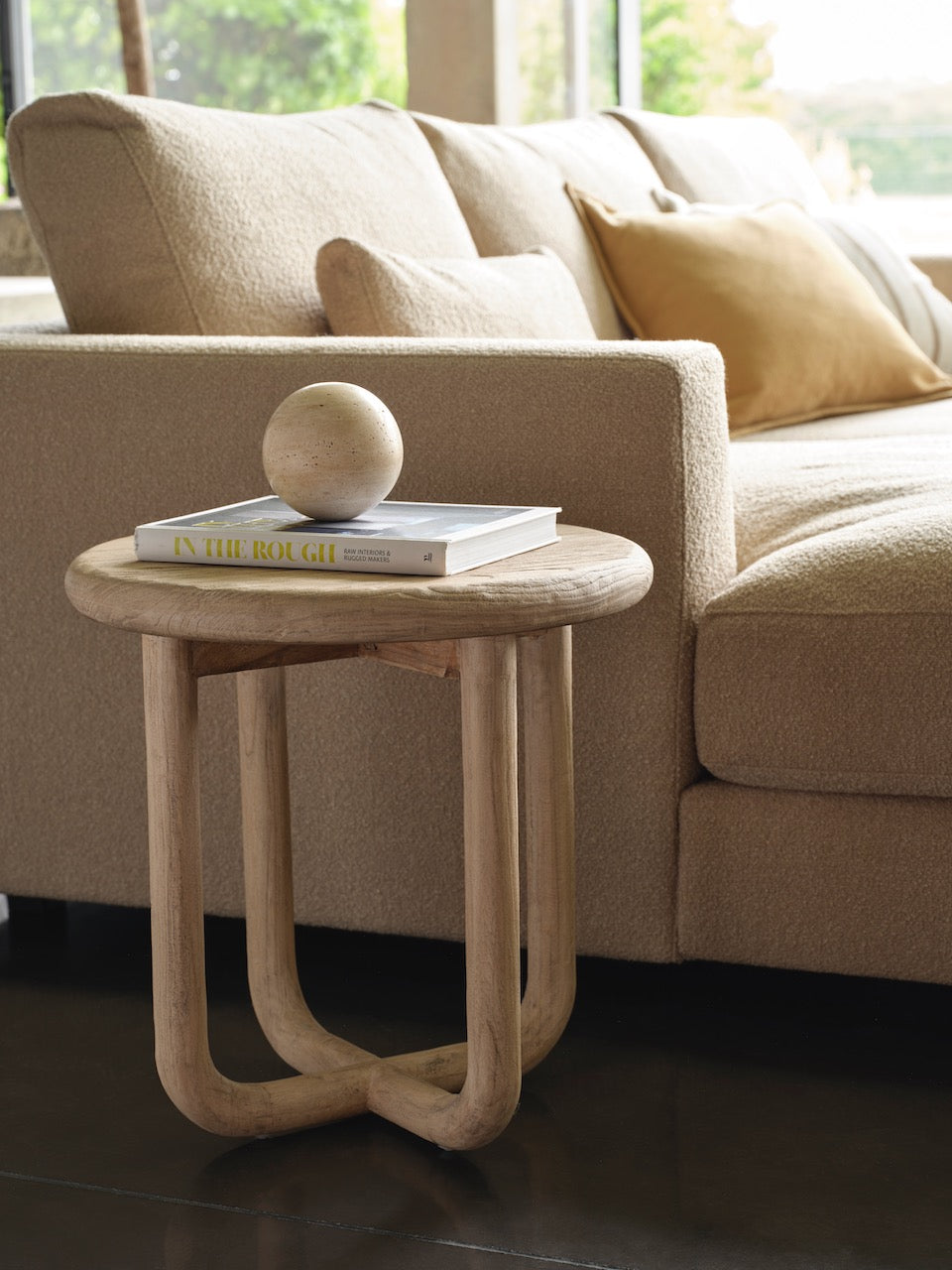 Layered Lounge side table styled in a calm, considered interior
