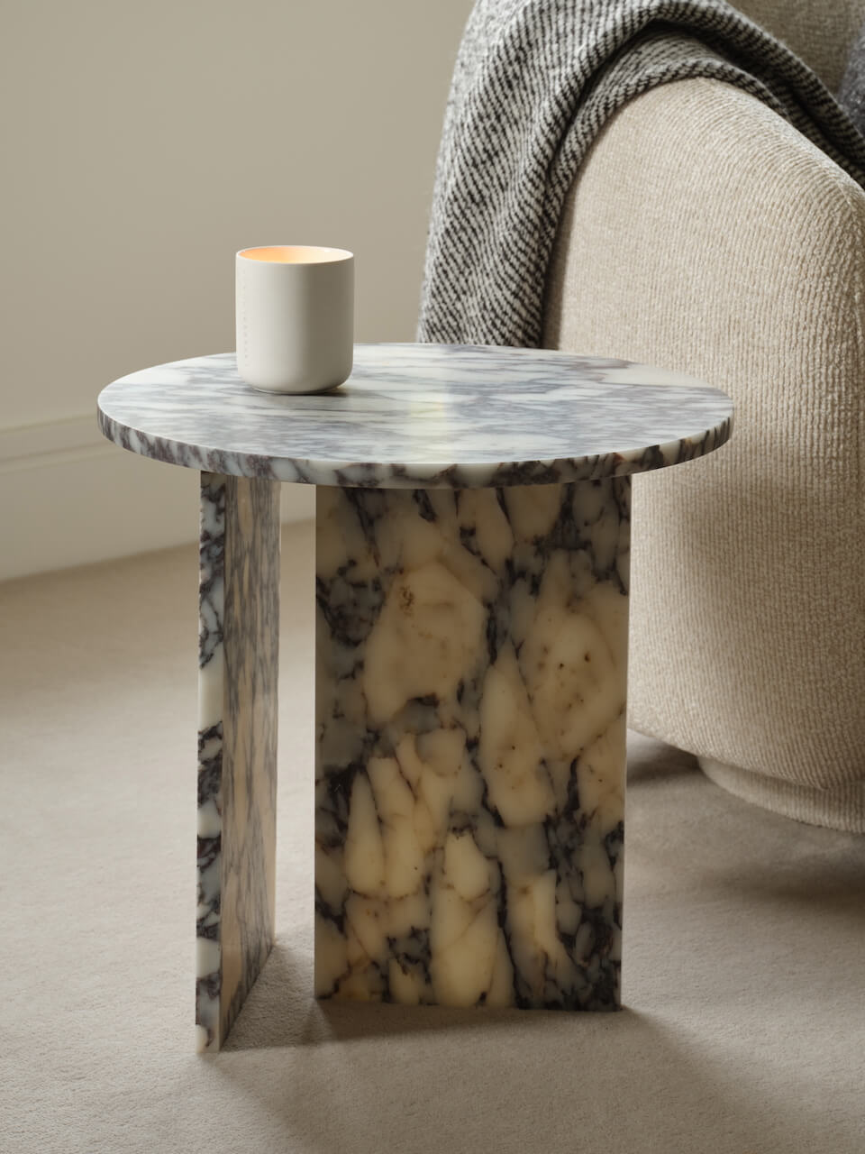 Melrose Calacatta Viola Marble Side Table