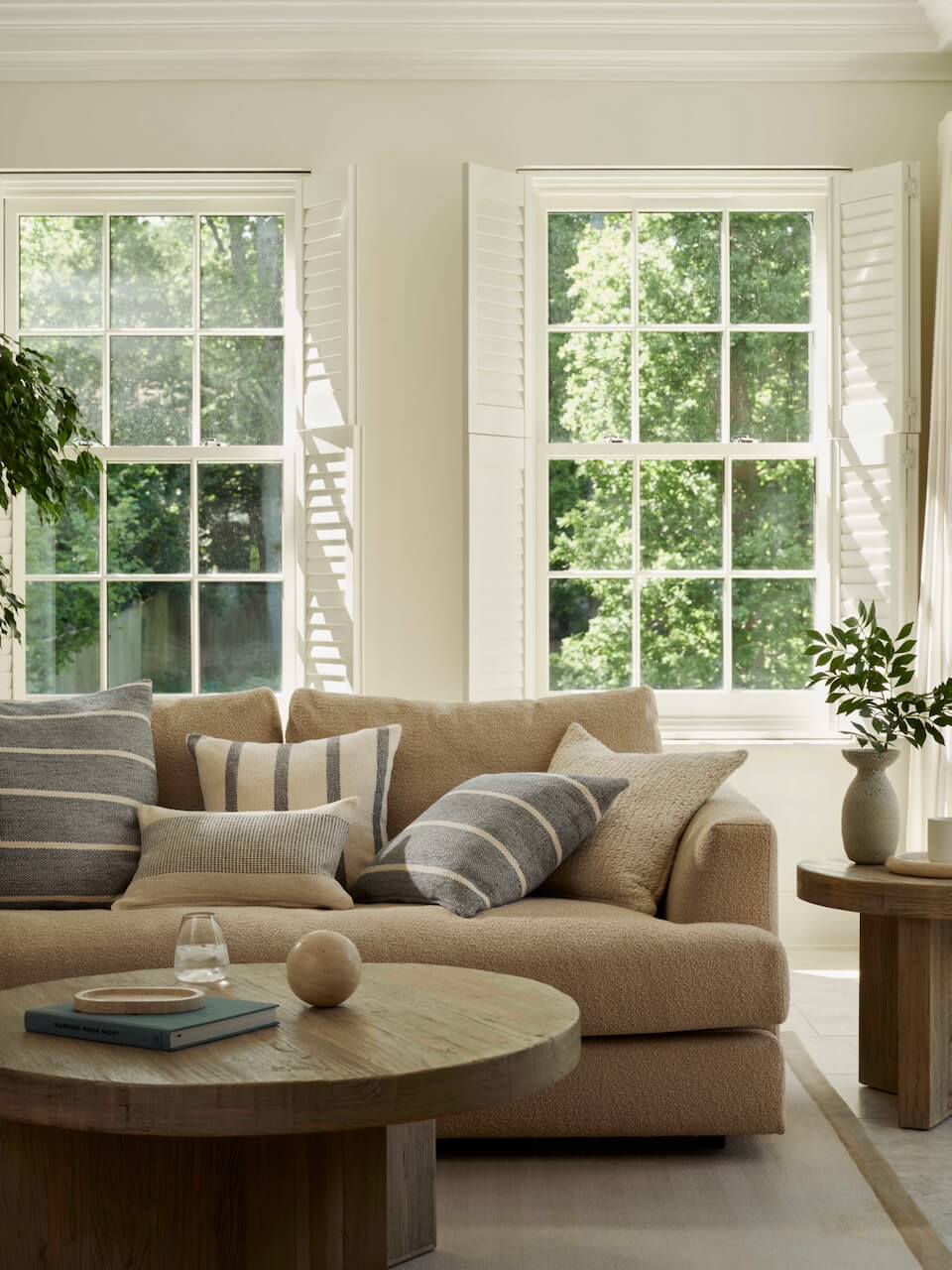 Steel and Cream Stripe Cushion Cover