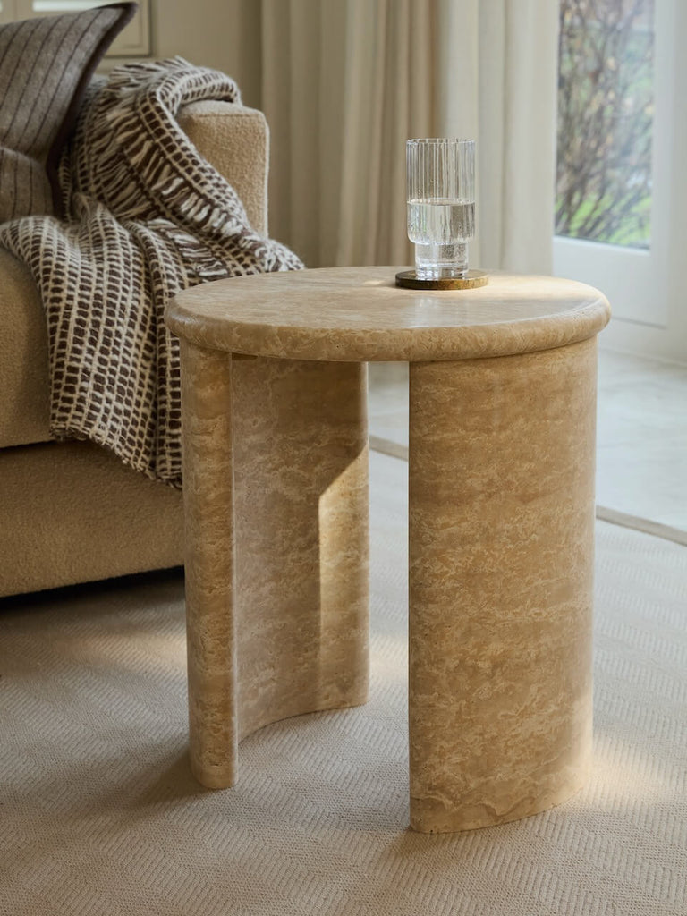 Alva Travertine Side Table