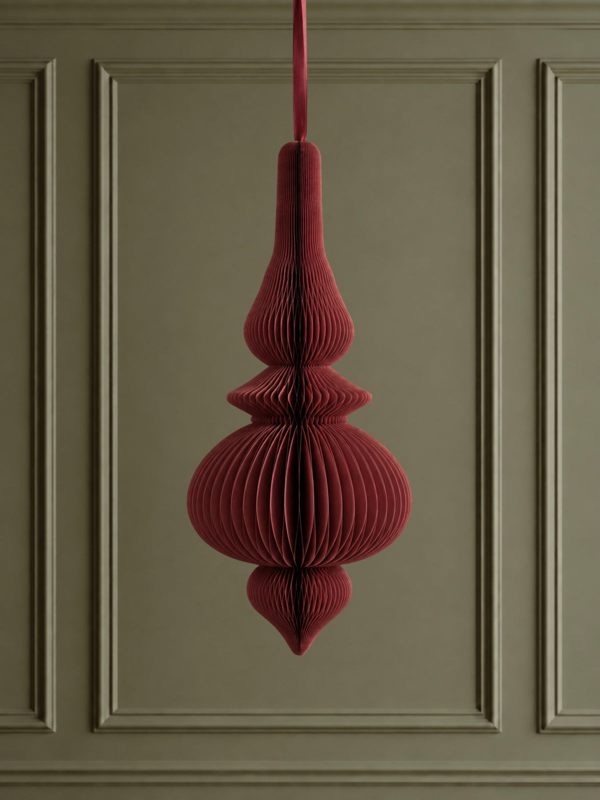 Burgundy Paper Finial Drop Decoration- Large