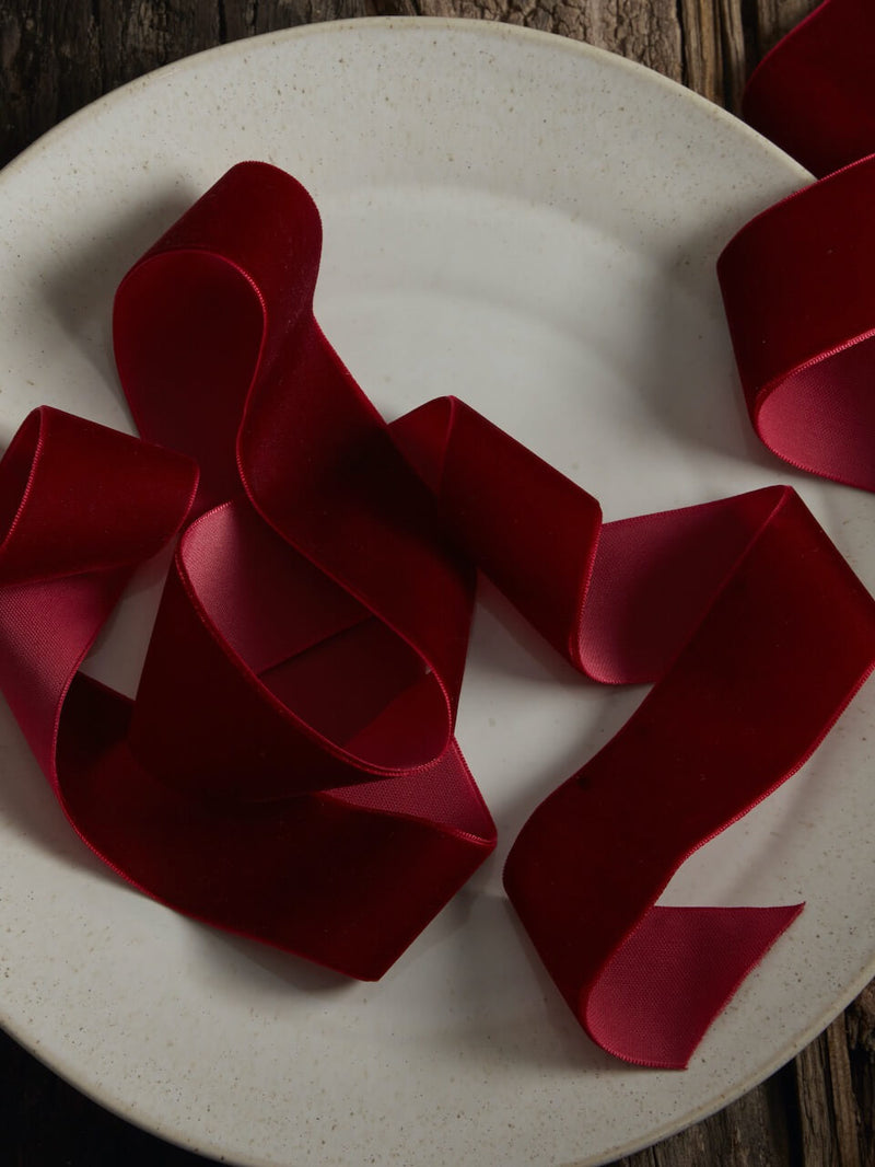 10m Burgundy Velvet Ribbon