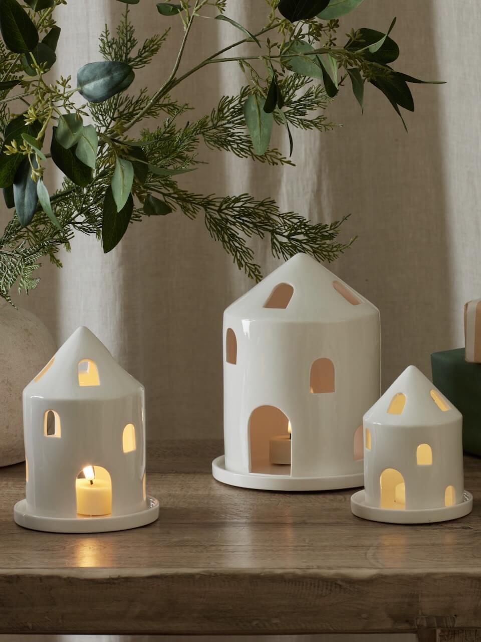 White Ceramic House Ornament