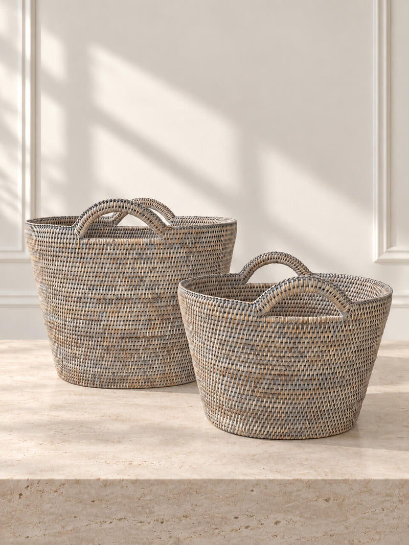 Nairn Rattan Storage Basket - Grey