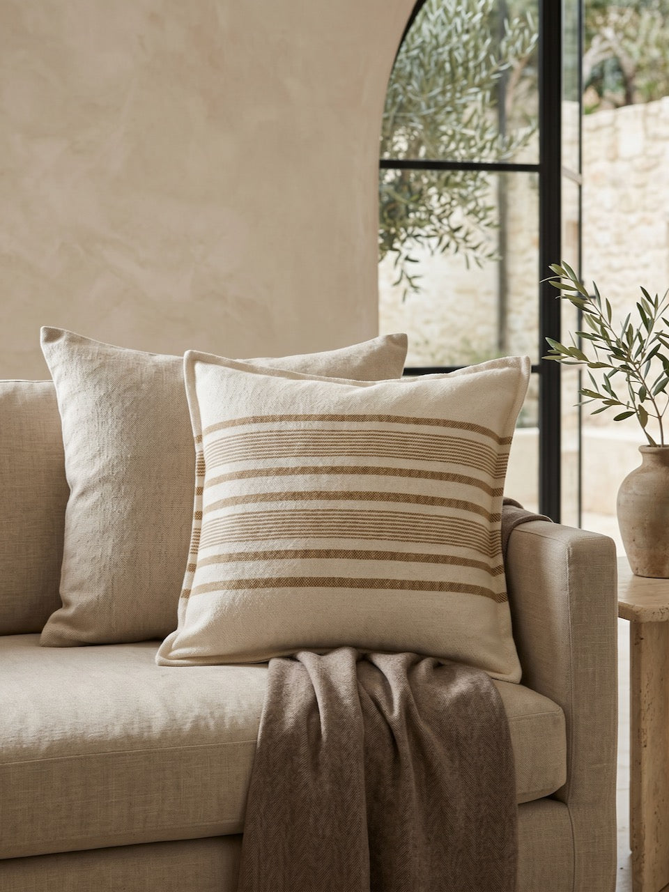 Cream & Camel Cushion Cover