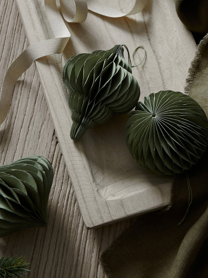 Green Paper Bauble Decorations - Set of 3