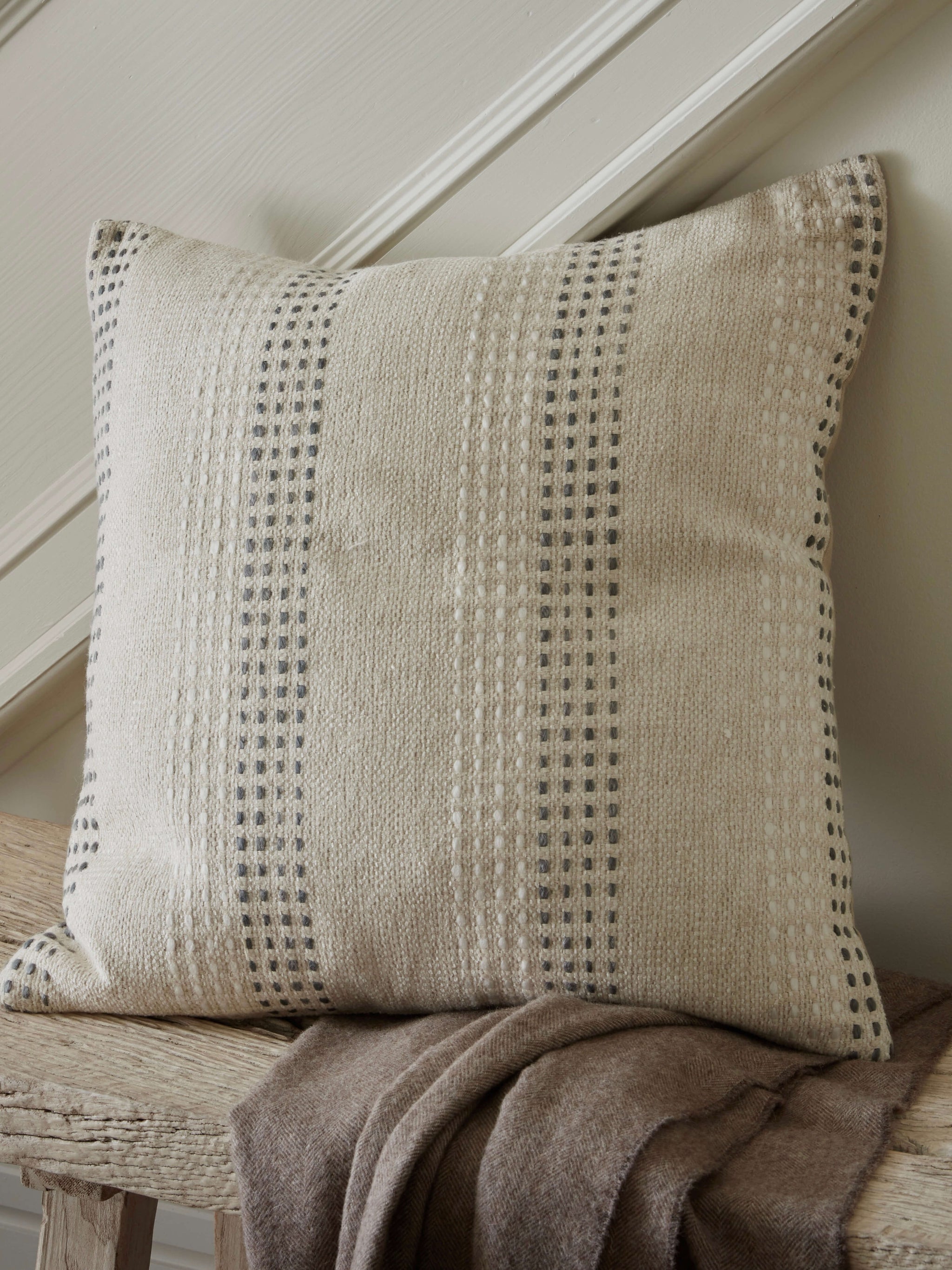 Grey Ticking Stripe Cushion Cover