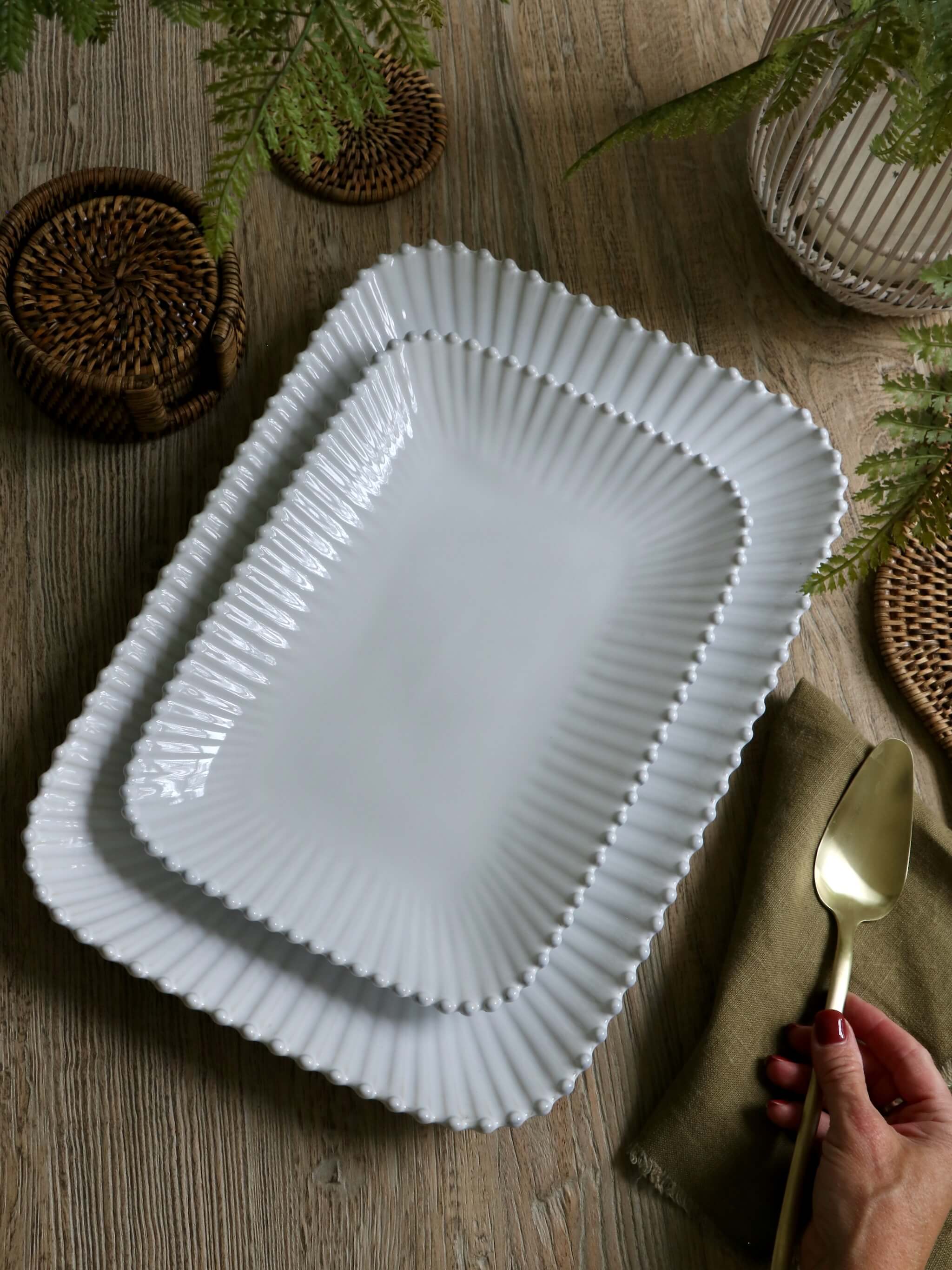 Pearl Stoneware Rectangular Platter