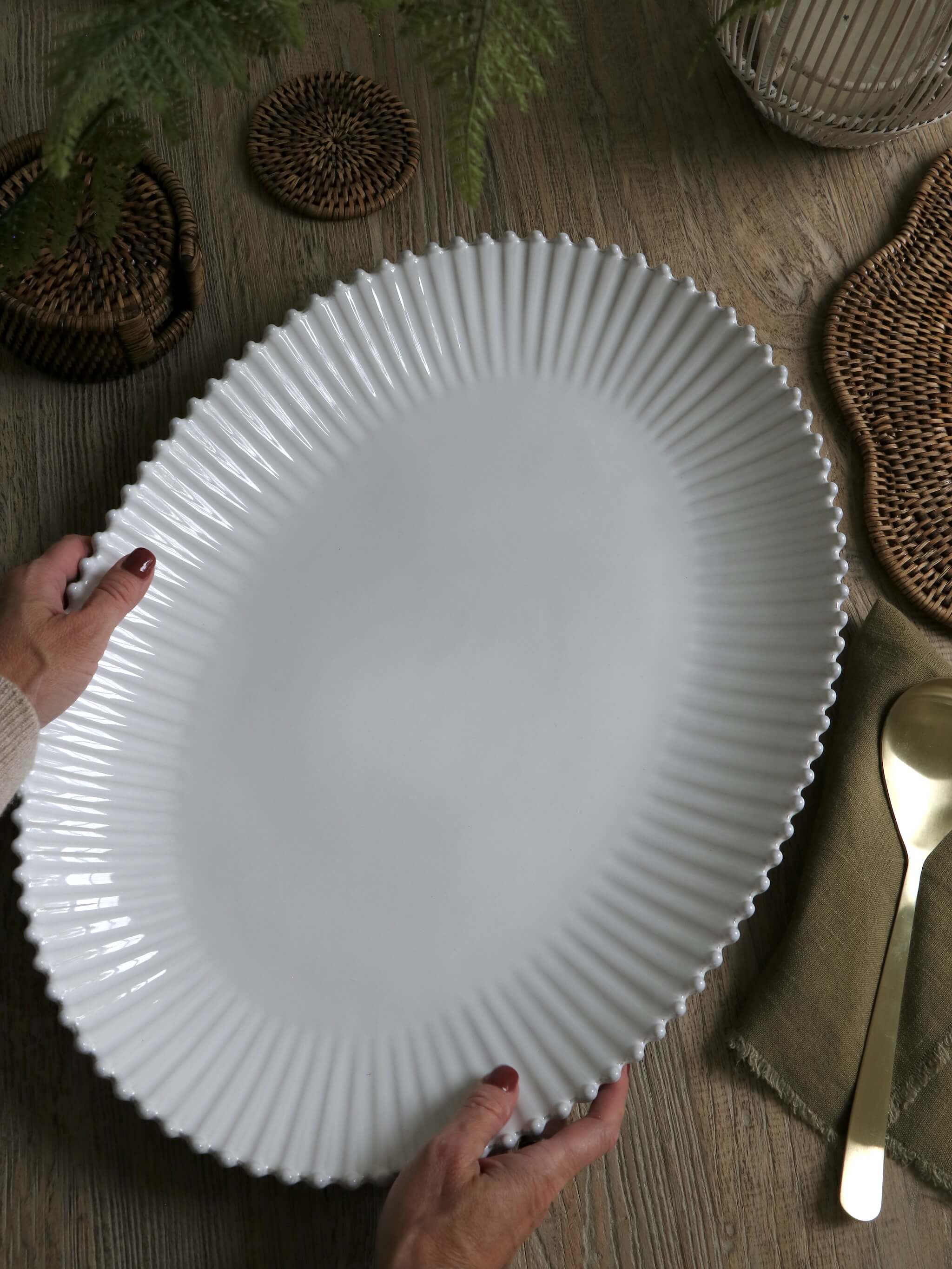 Pearl Stoneware Extra Large Oval Platter
