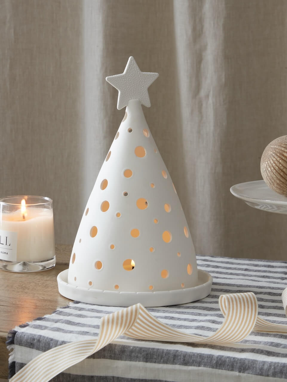 White Ceramic Candlelight Tree Ornament