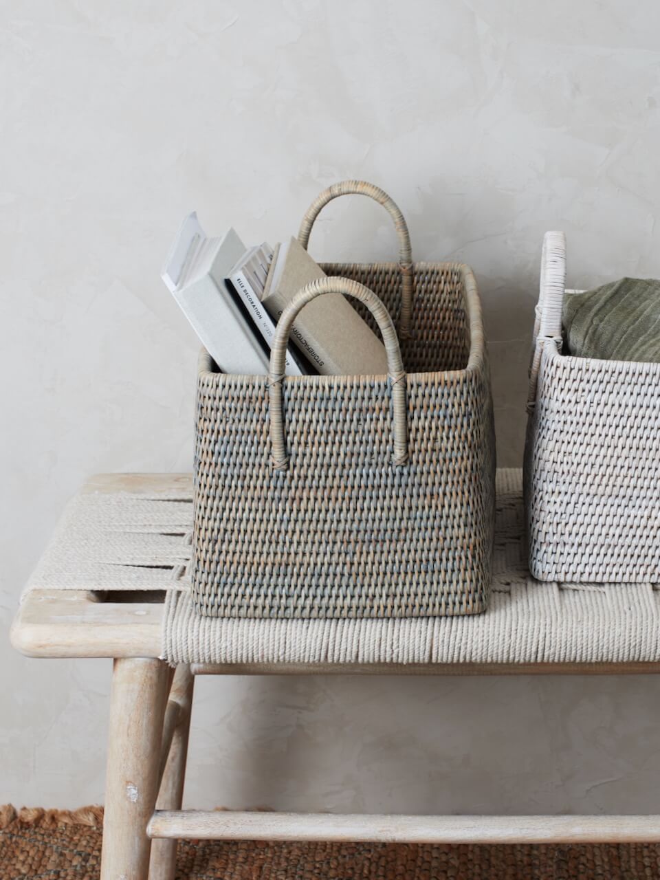 Elgin Rattan Magazine Basket - Grey