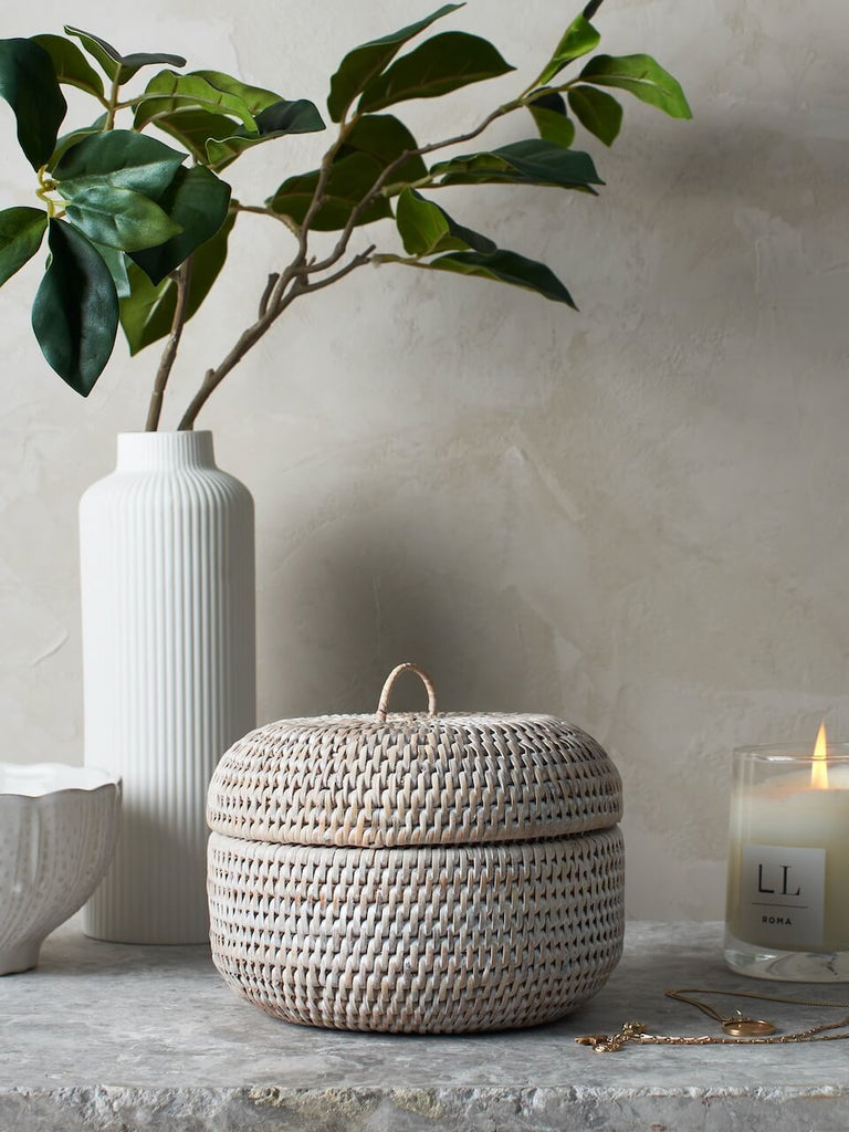 Ely Natural Round Rattan Storage Box