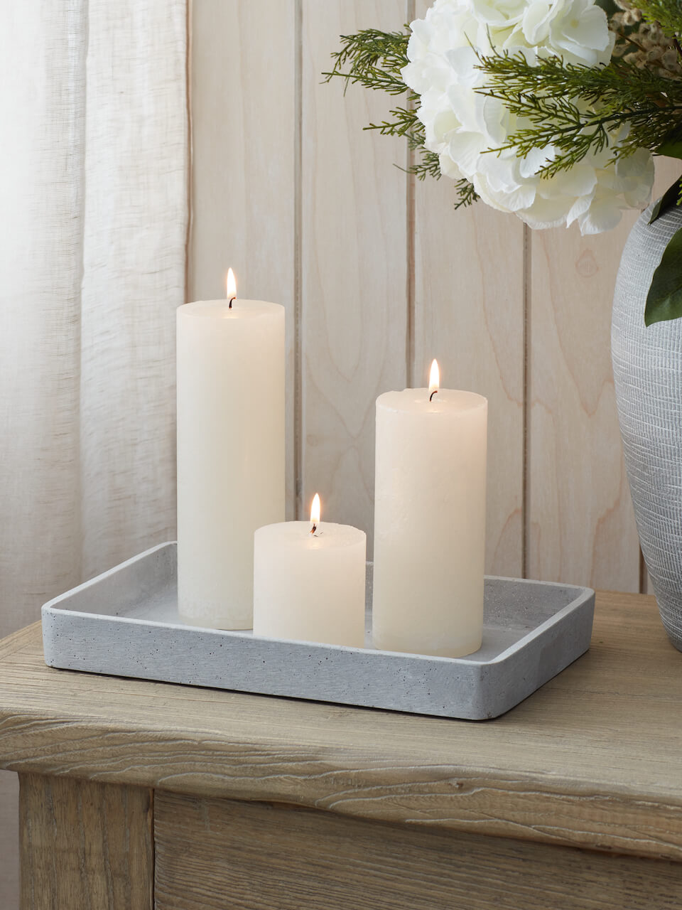 Set of Rustic Ivory Pillar Candle