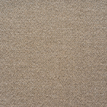 A close-up texture shot of a low-pile loop-pile carpet in a warm taupe-beige color, showing the dense, heathered pile fibers.
