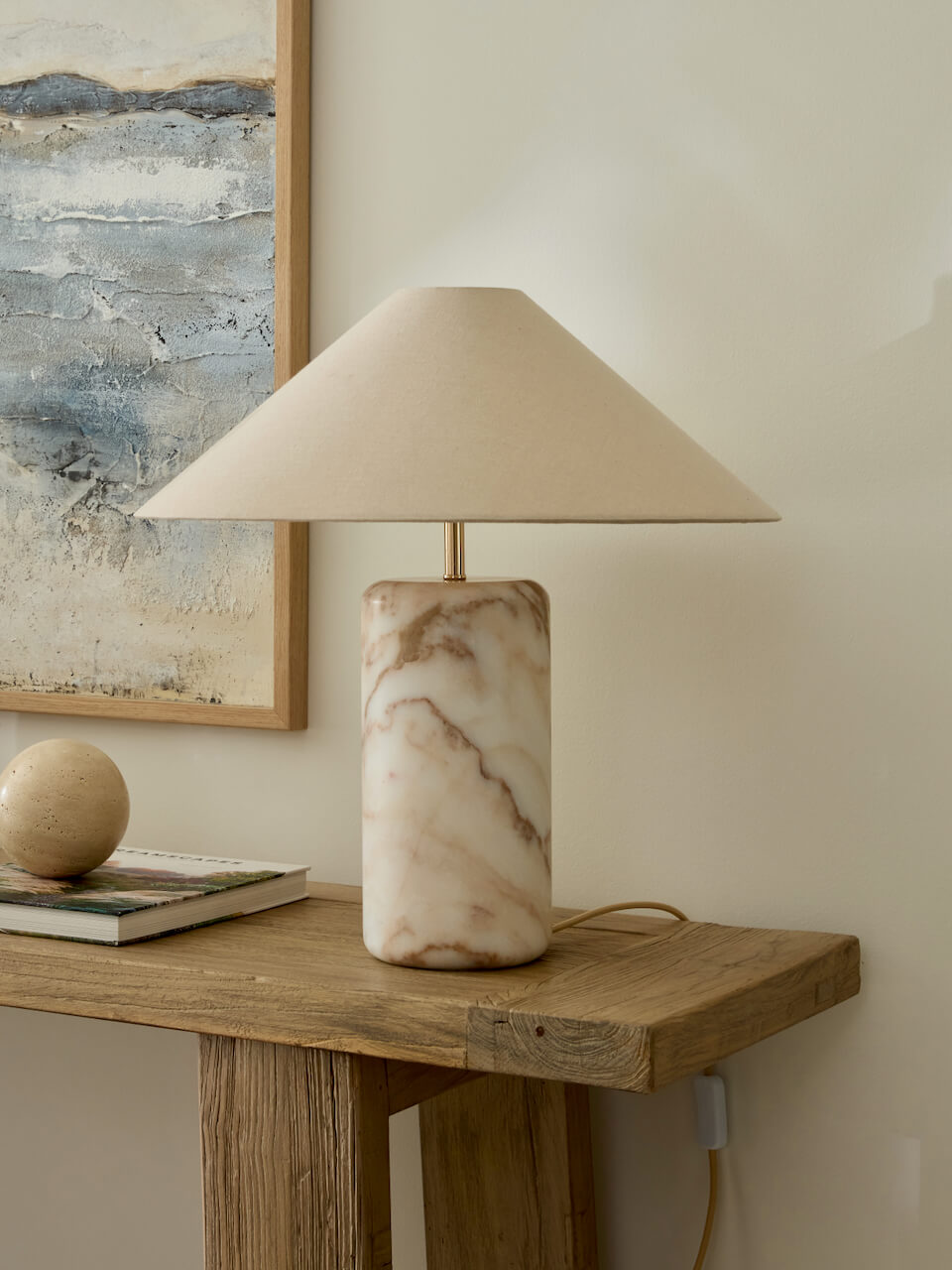Nura Calacatta Gołd Marble Table Lamp & Shade
