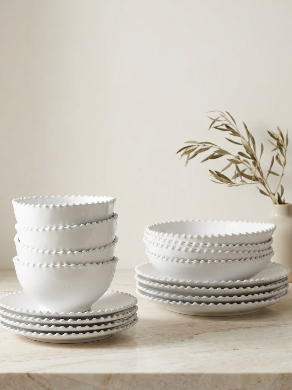 Pearl 16 piece Portuguese stoneware dinner set