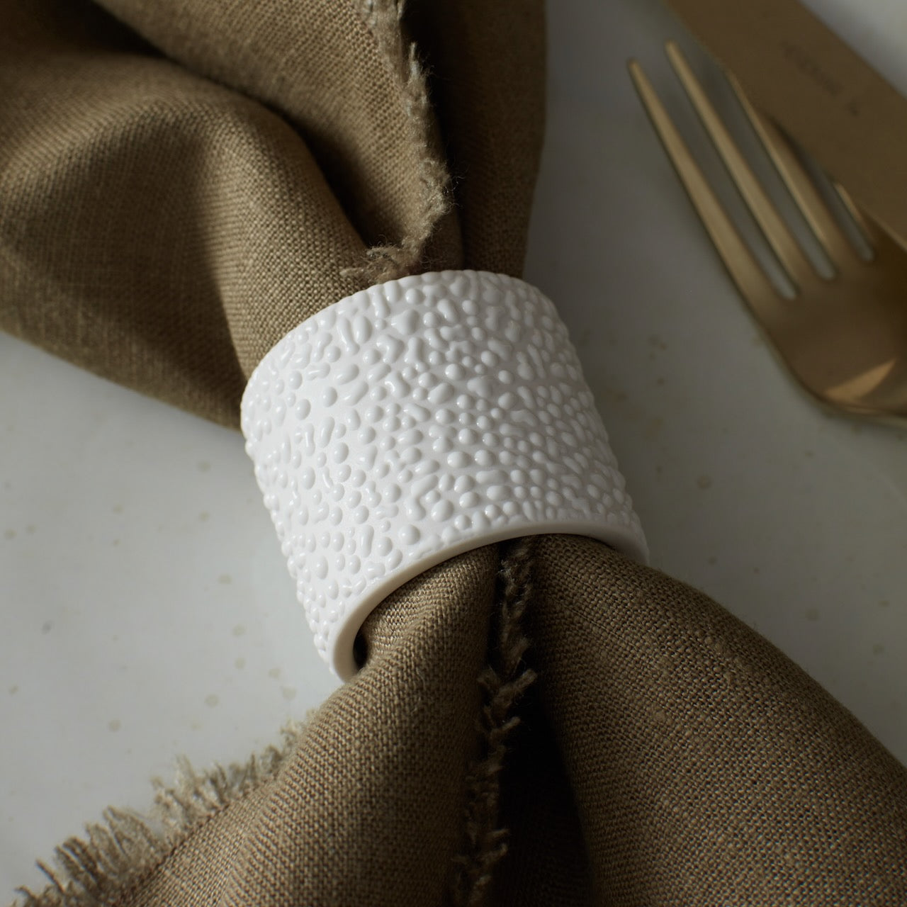 View of Set of 6 Textured Ceramic Napkin Rings