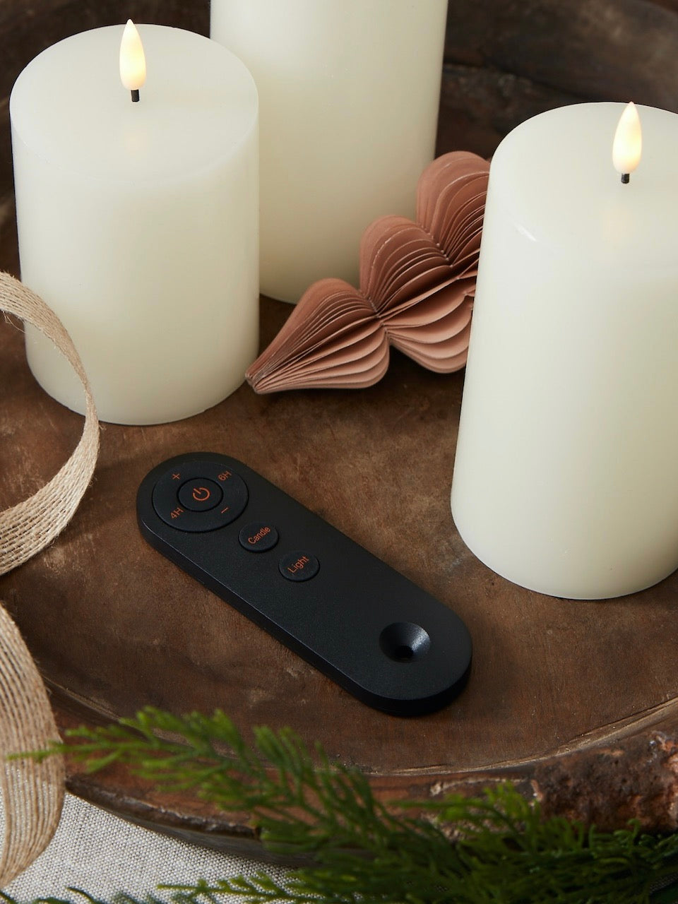 Set of 3 LED Pillar Candles with Remote/Timer