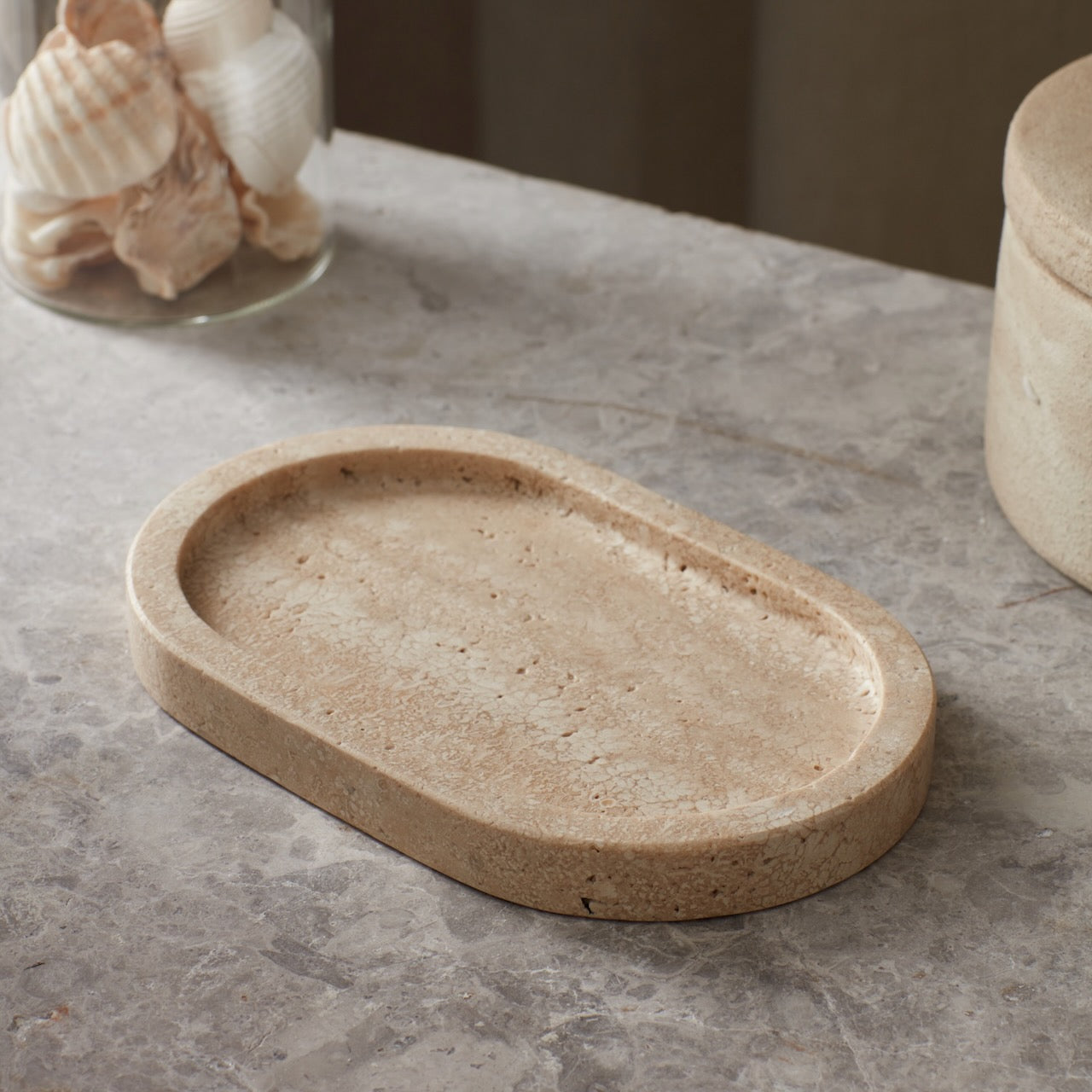 Travertine Oval Tray