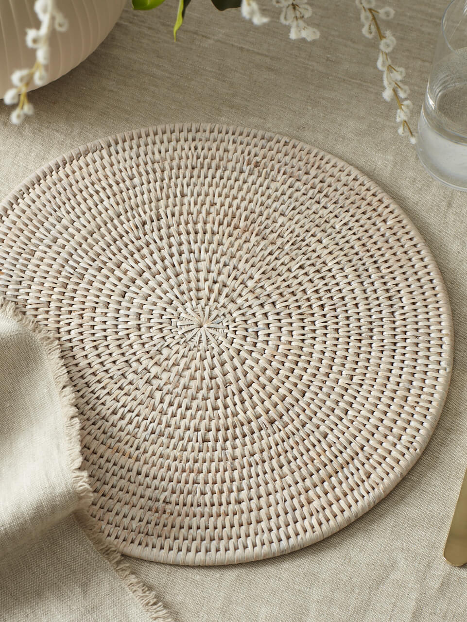 Iona White Rattan Placemats - Set of 4