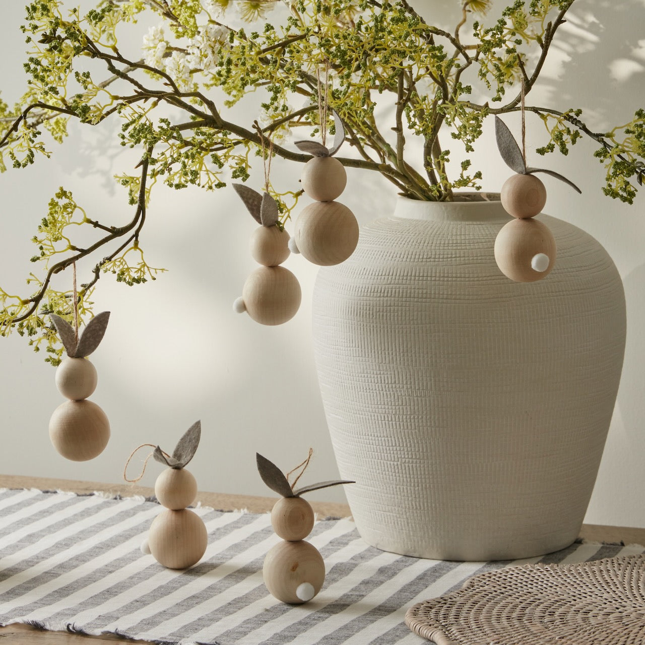 Set of 6 Wooden Easter Bunny Decorations