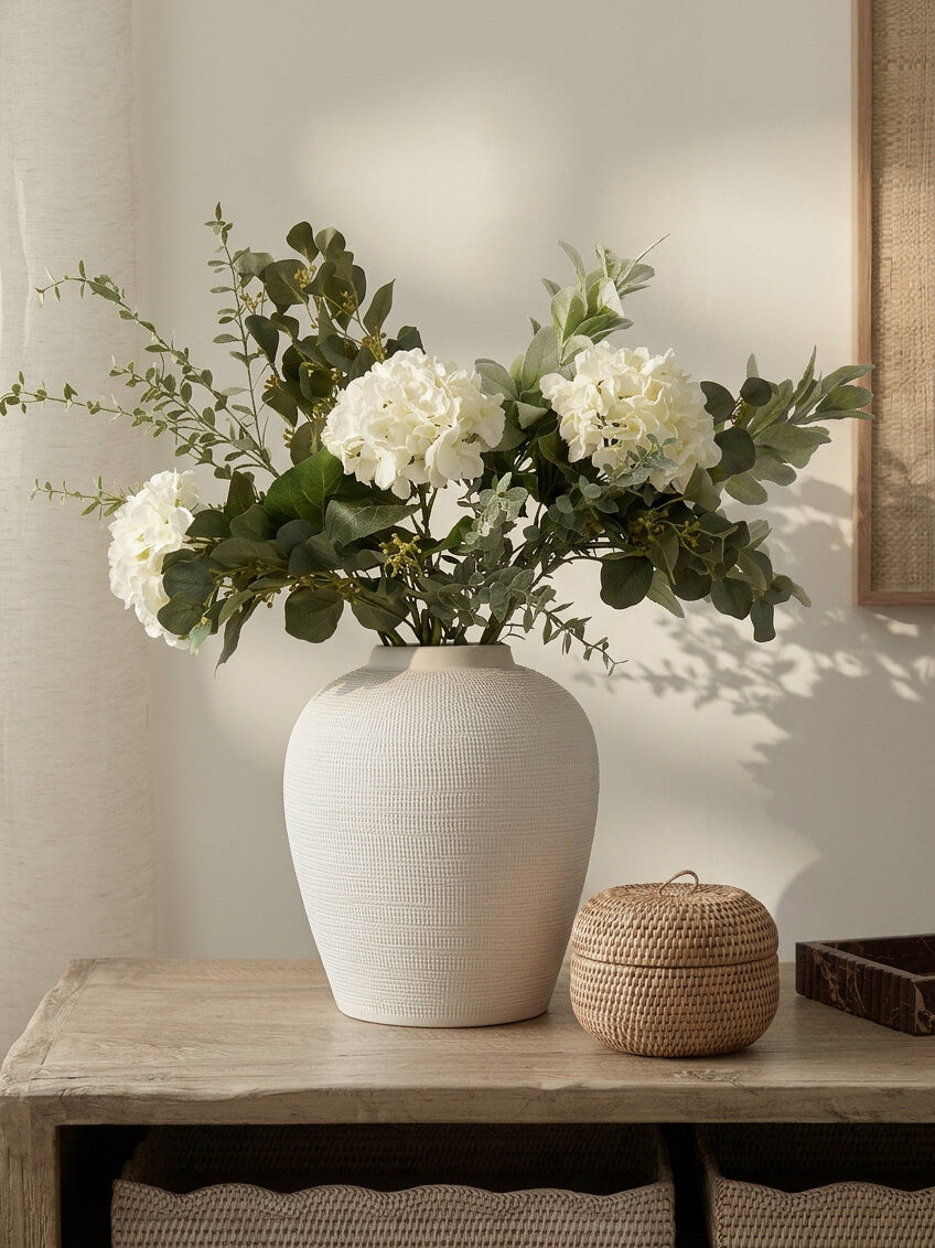 Faux White Hydrangea Bouquet
