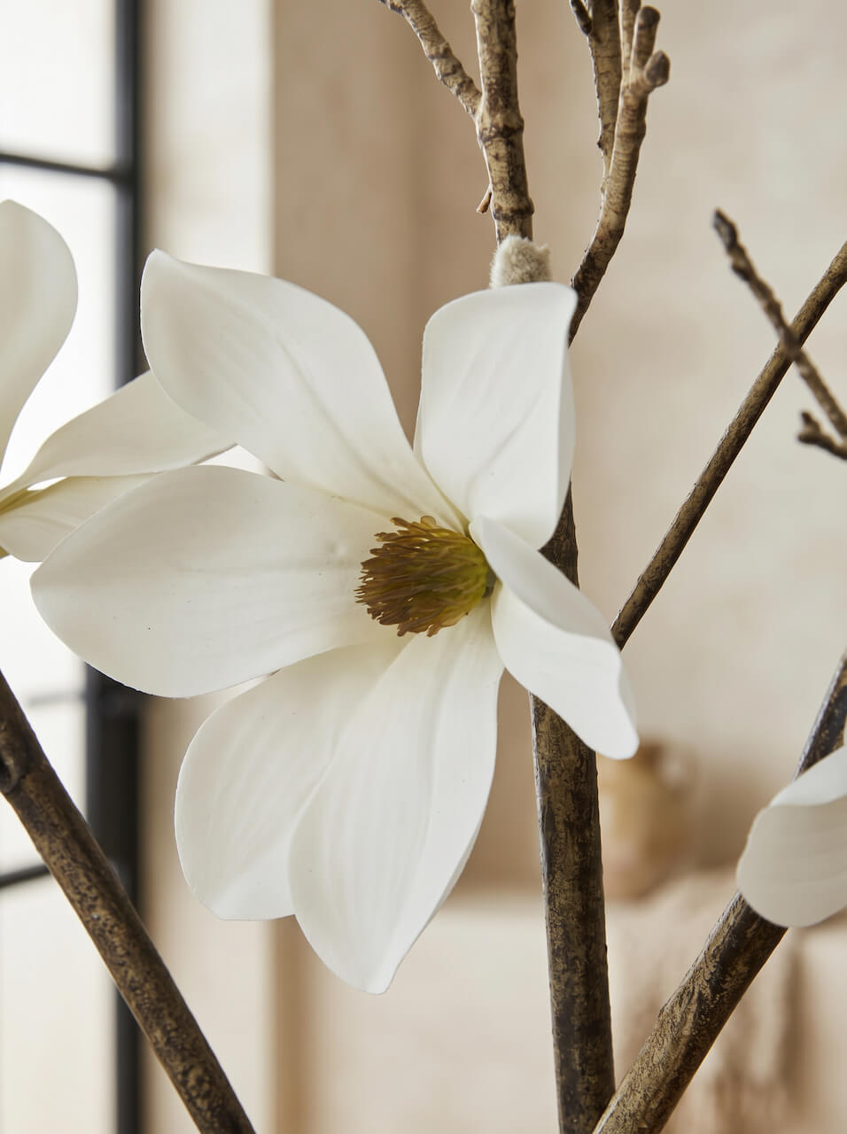 Faux White Magnolia Branch