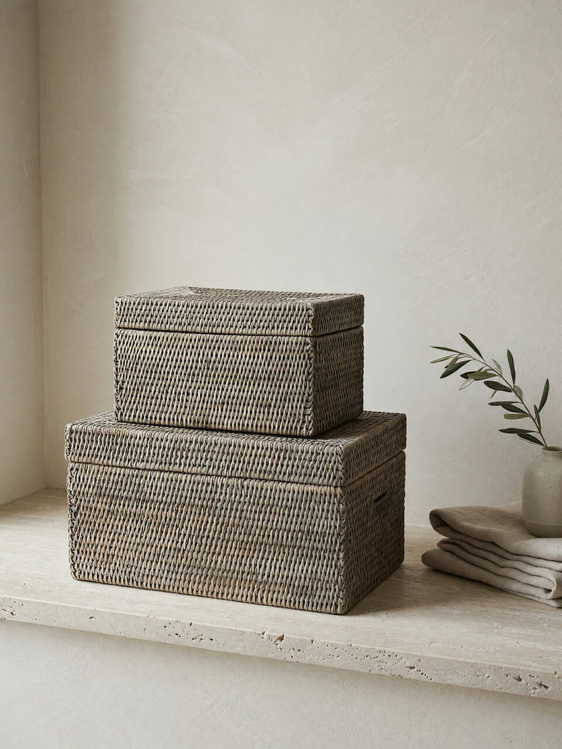 Cullen Rattan Storage Box - Grey
