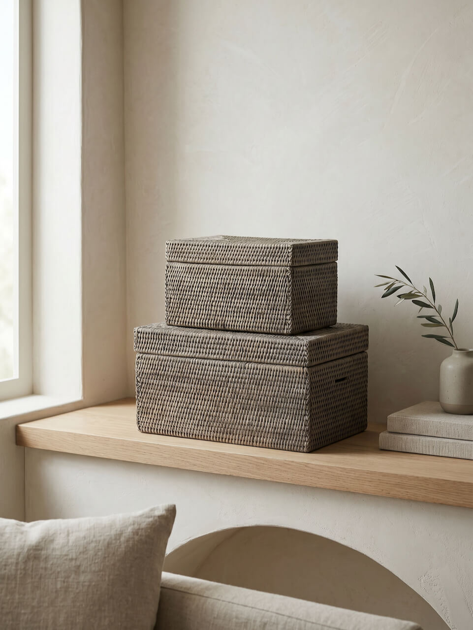 Cullen Rattan Storage Box - Grey