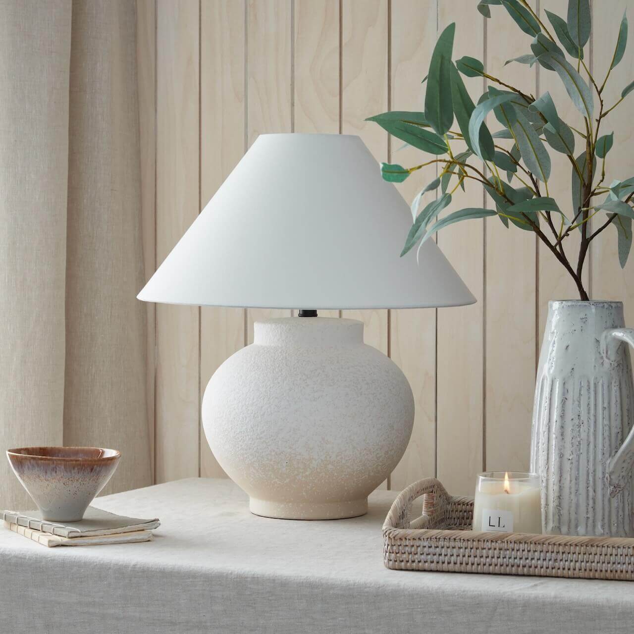 Alina White Ceramic Lamp & Shade