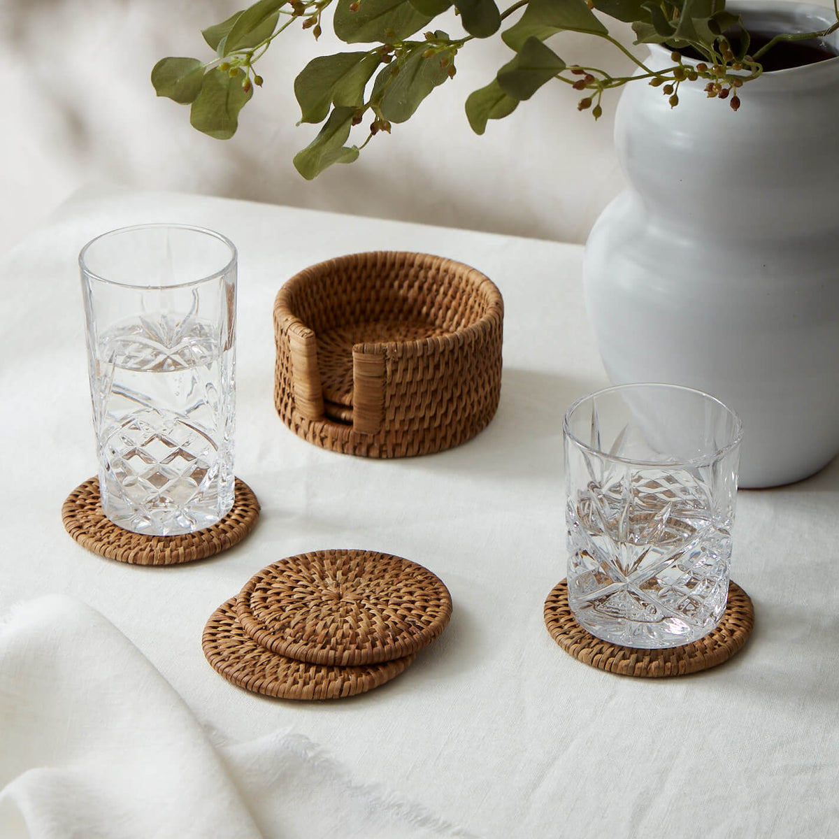 Set of 6 Natural Rattan Coasters