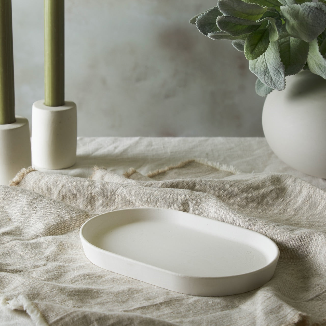 White Oval Ceramic Tray