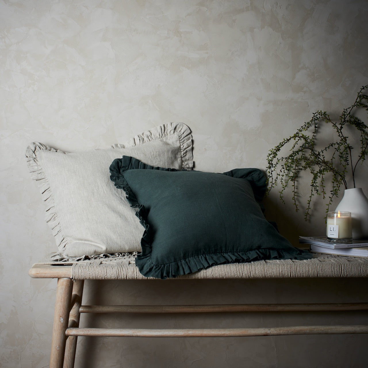 Frill Cushion Cover Putty