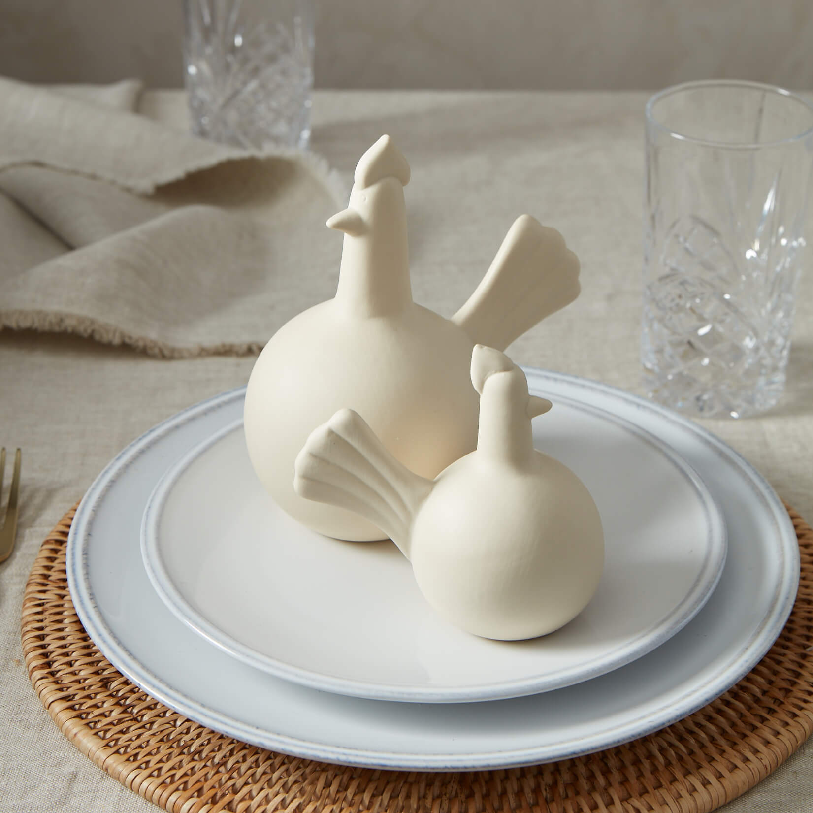 Ceramic Beige Easter Hen Large or Small